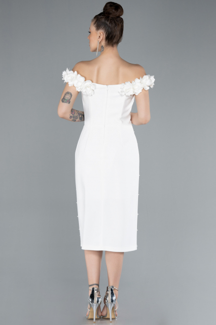 Partykleid Midi Weiß ABK2248