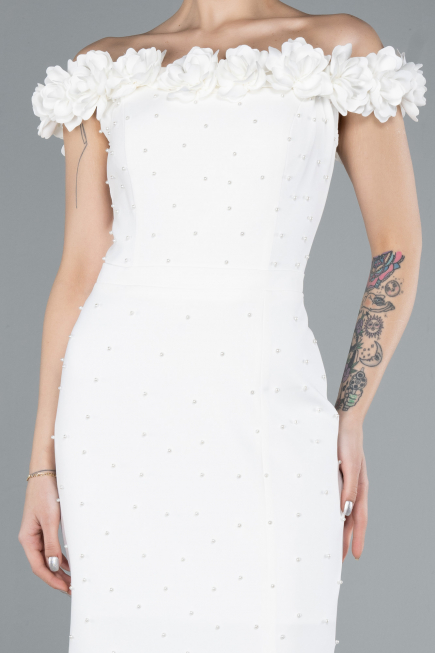 Partykleid Midi Weiß ABK2248