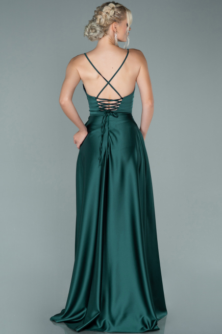 Smaragdgrün Abendkleid Satin Lang ABU1843