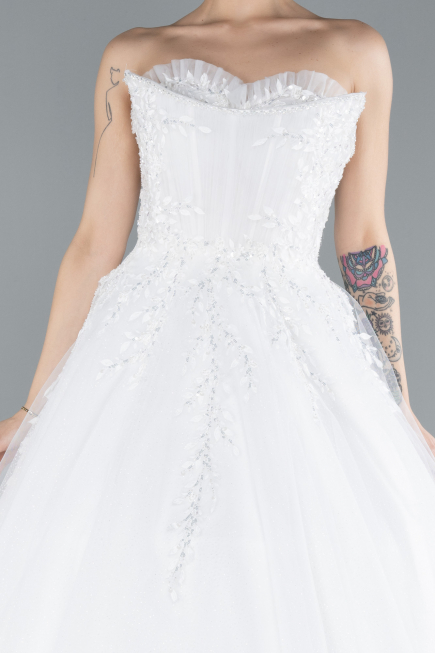 Brautkleid in Großen Größen Lang Weiß ABG122