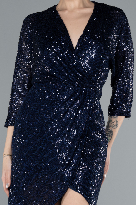 Marineblau Partykleid Schuppig Kurz ABK1912