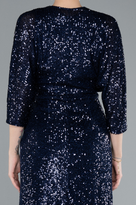 Marineblau Partykleid Schuppig Kurz ABK1912