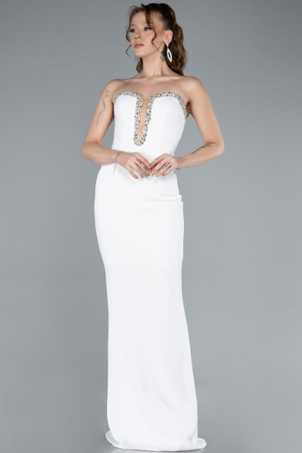 Abendkleid Lang Weiß ABU4687