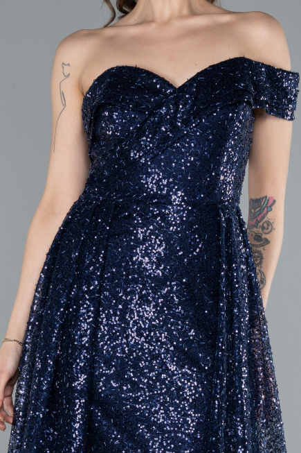 Abendkleid Lang Marineblau ABU4691