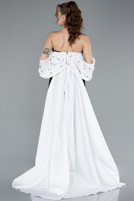 Abendkleid Lang Schwarz-Weiß ABU4701