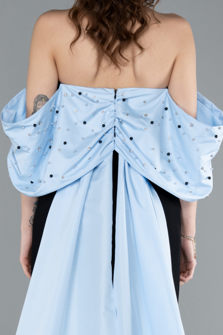 Abendkleid Lang Schwarz-Blau ABU4701