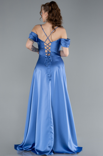 Abschlusskleid Lang Satin Indigo ABU4703