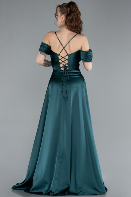 Abschlusskleid Lang Satin Smaragdgrün ABU4703
