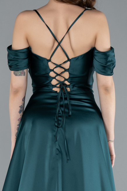 Abschlusskleid Lang Satin Smaragdgrün ABU4703