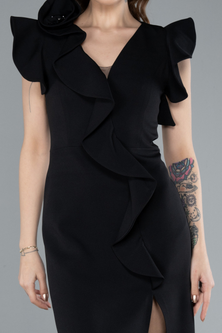 Abendkleid Midi Schwarz ABK2277