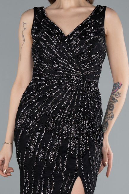 Abendkleid in Übergröße Lang Schwarz ABU4717