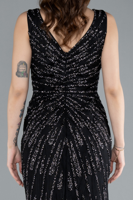 Abendkleid in Übergröße Lang Schwarz ABU4717