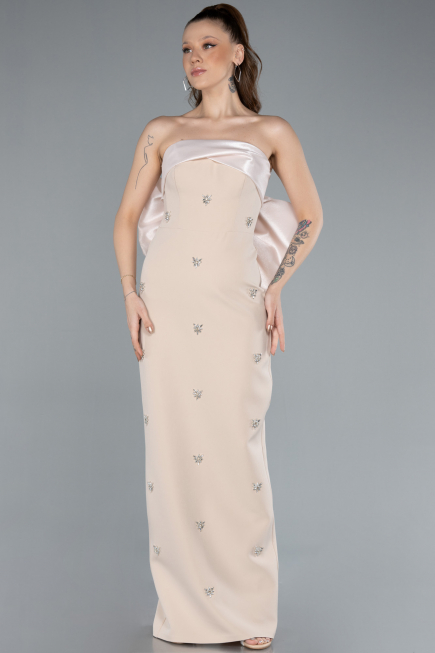 Abendkleid Lang Beige ABU4716