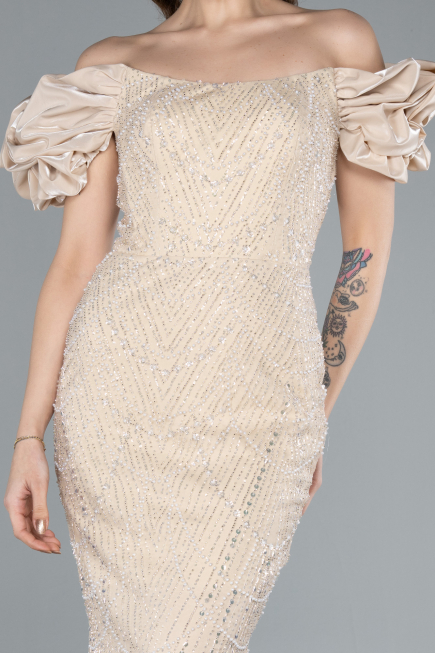 Abendkleid im Meerjungfrau-Stil Lang Gold ABU4509