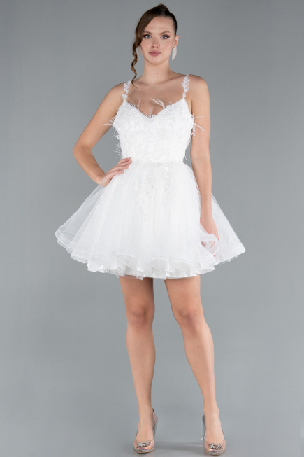 Standesamtkleid Kurz Weiß ABK2214