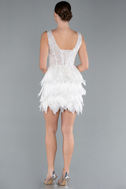 Designer Abendkleid Kurz Weiß ABK2139