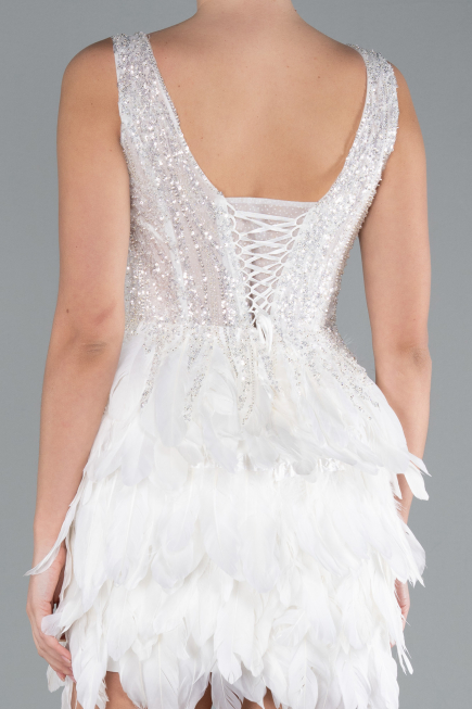 Designer Abendkleid Kurz Weiß ABK2139