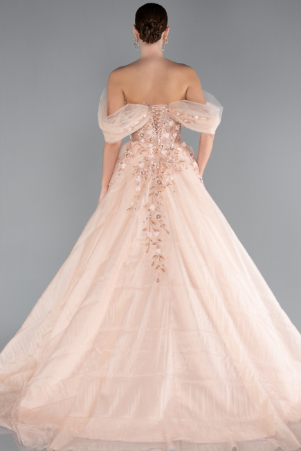 Designer Abendkleid Lang Lachs ABU4720