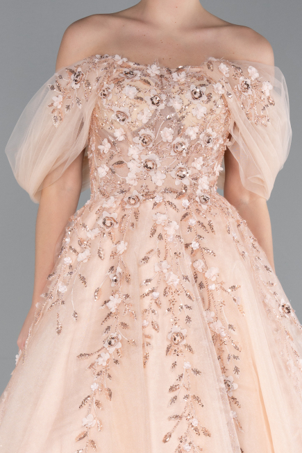 Designer Abendkleid Lang Lachs ABU4720