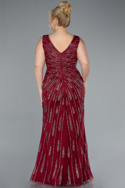 Abendkleid in Übergröße Lang Weinrot ABU4717