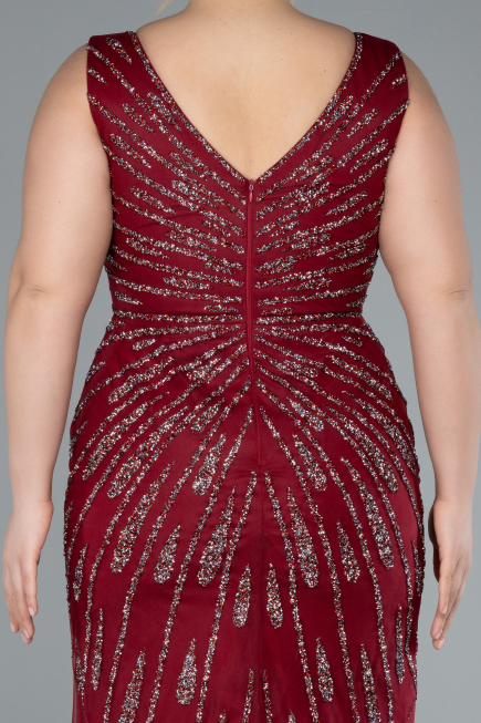 Abendkleid in Übergröße Lang Weinrot ABU4717