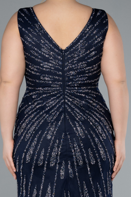 Abendkleid in Übergröße Lang Marineblau ABU4717