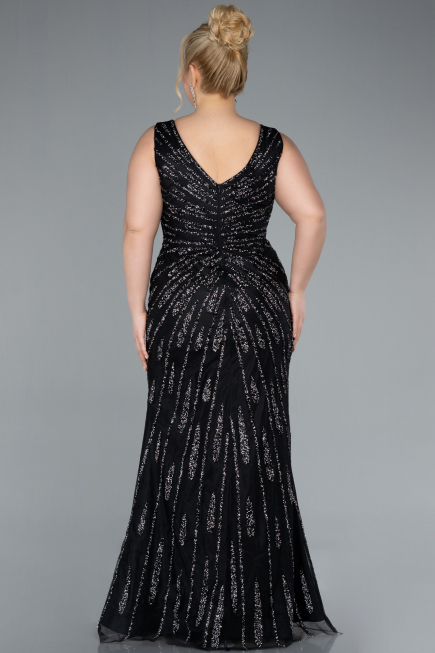 Abendkleid in Übergröße Lang Schwarz ABU4717