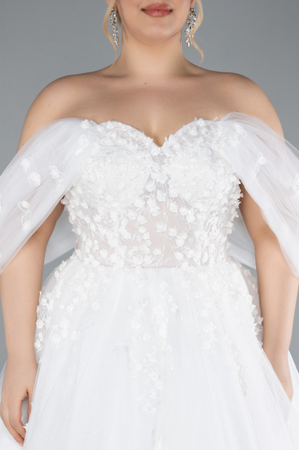 Brautkleid in Großen Größen Lang Weiß ABG099