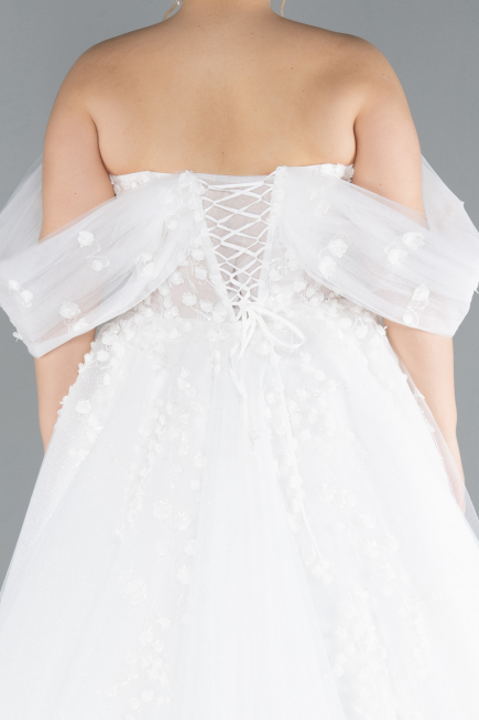 Brautkleid in Großen Größen Lang Weiß ABG099