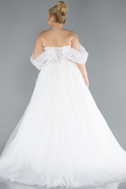 Brautkleid in Großen Größen Lang Weiß ABG099