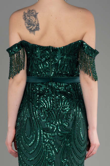 Abendkleid im Meerjungfrau-Stil Lang Smaragdgrün ABU3783
