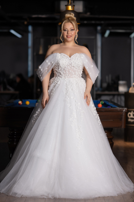 Brautkleid in Großen Größen Lang Weiß ABG099