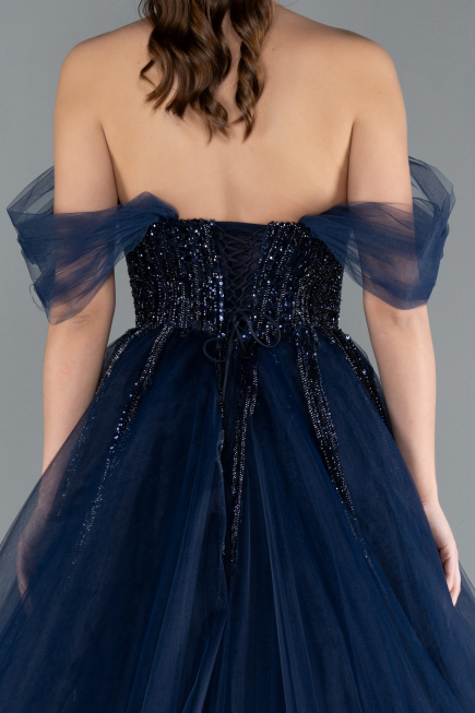Designer Abendkleid Lang Marineblau ABU4762