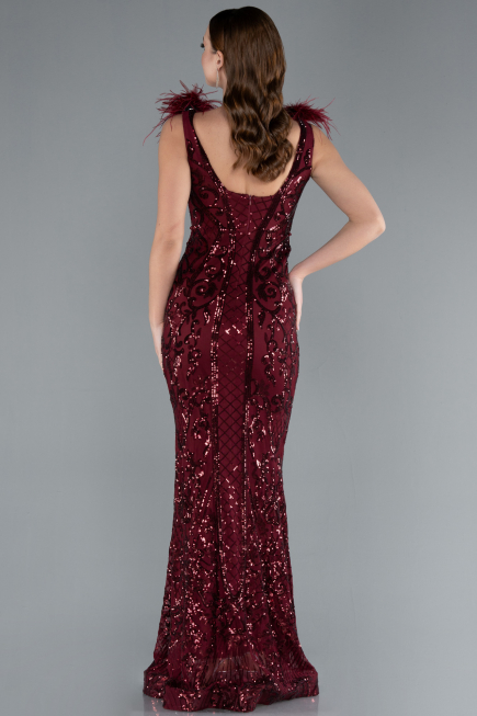 Abendkleid im Meerjungfrau-Stil Lang Weinrot ABU3669