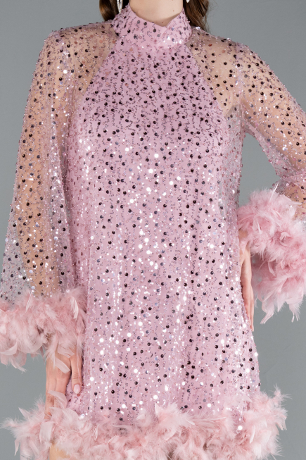 Partykleid Kurz Schuppig Puder ABK2202