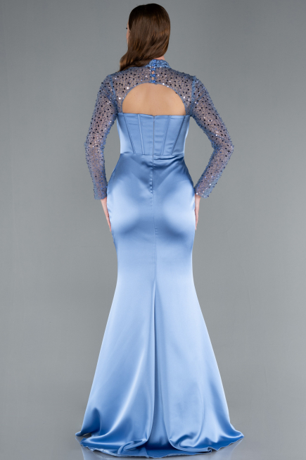 Abendkleid Lang Satin Indigo ABU4765