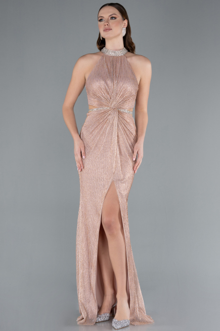 Abendkleid im Meerjungfrau-Stil Lang Puder ABU4766