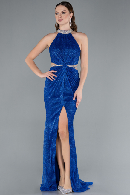 Abendkleid im Meerjungfrau-Stil Lang Sächsischblau ABU4766