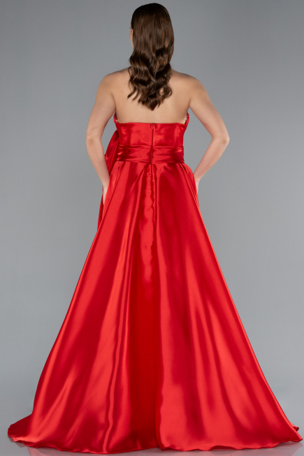 Abendkleid Lang Satin Rot ABU4774