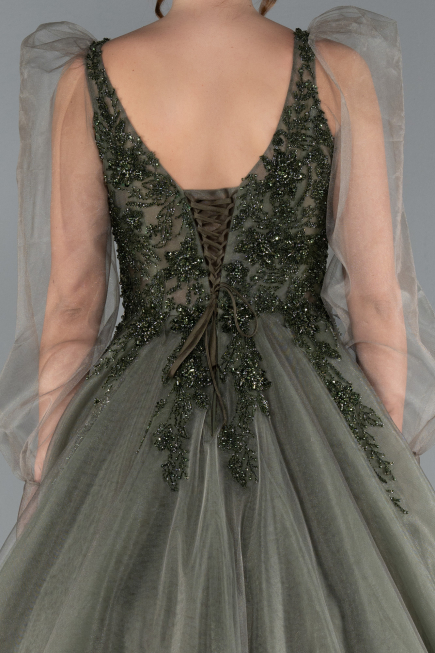 Designer Abendkleid Lang Khaki ABU2790