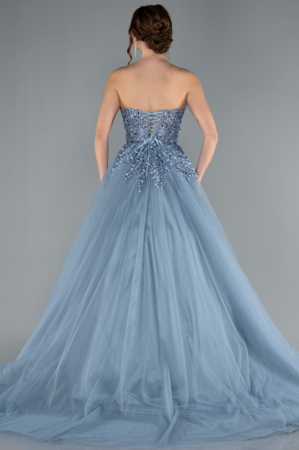 Grau Designer Abendkleid Lang ABU4431