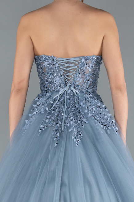 Grau Designer Abendkleid Lang ABU4431