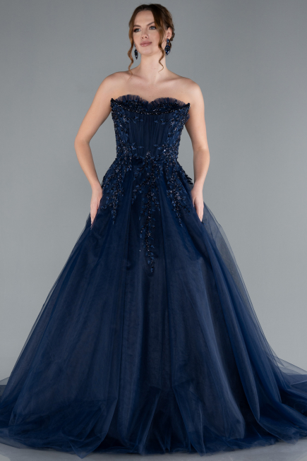 Marineblau Designer Abendkleid Lang ABU4431