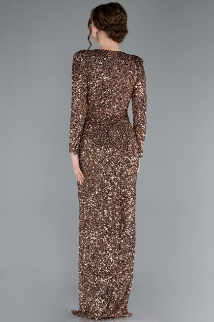 Abendkleid Lang Schuppig Kupfer ABU4763