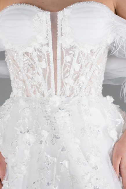 Hochzeitskleider Lang Weiß ABG101