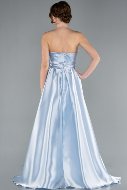 Abendkleid Lang Satin Eisblau ABU4774