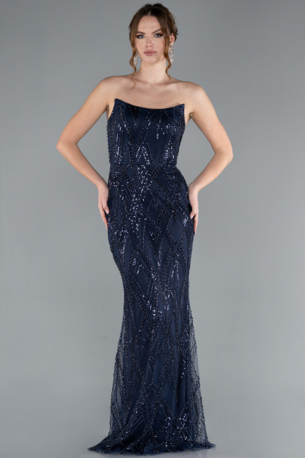 Abendkleid Lang Marineblau ABU4775