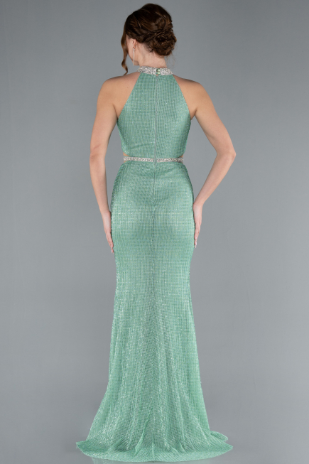 Abendkleid im Meerjungfrau-Stil Lang Minzgrün ABU4766