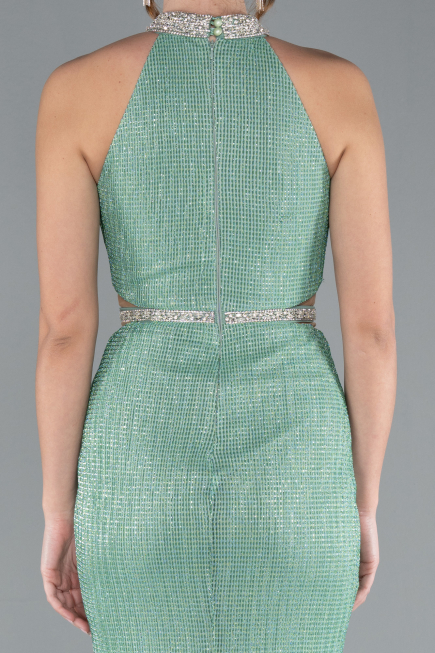 Abendkleid im Meerjungfrau-Stil Lang Minzgrün ABU4766