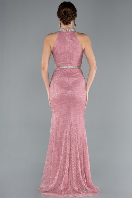 Abendkleid im Meerjungfrau-Stil Lang Rosa ABU4766